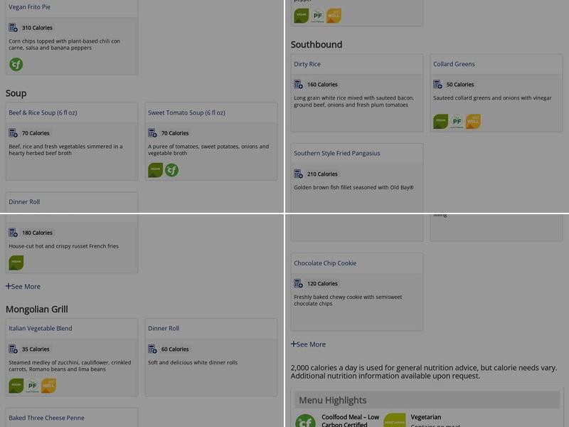 Fresh Food Company/Dining Hall Menu