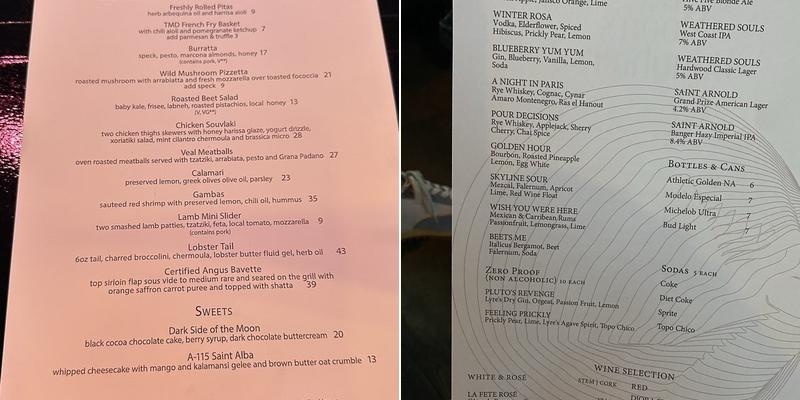 Moon Star Menu