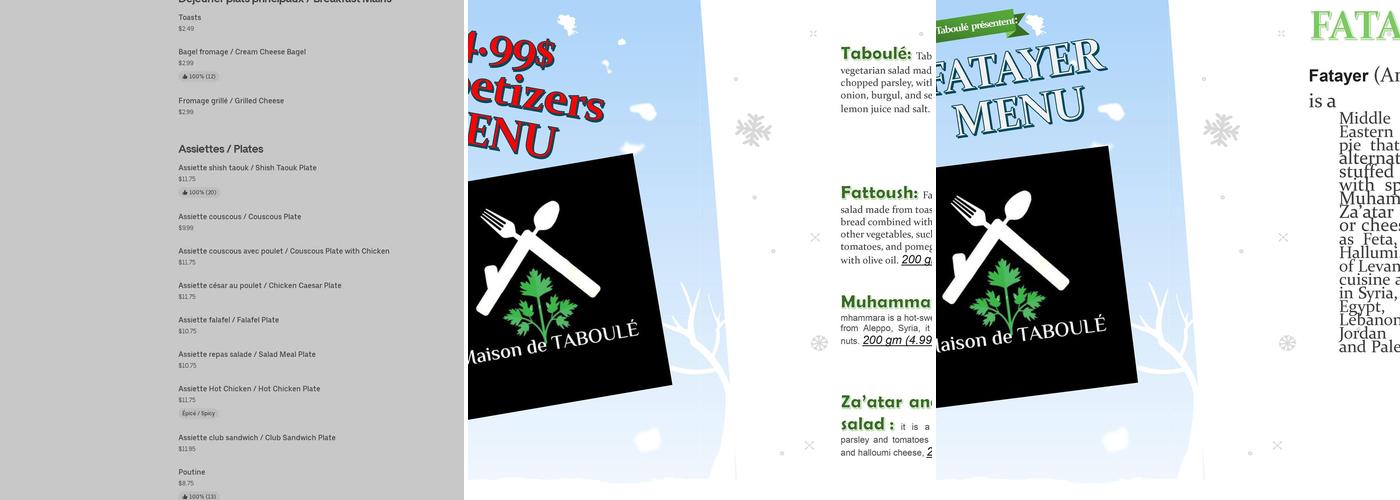 Taboulé Menu