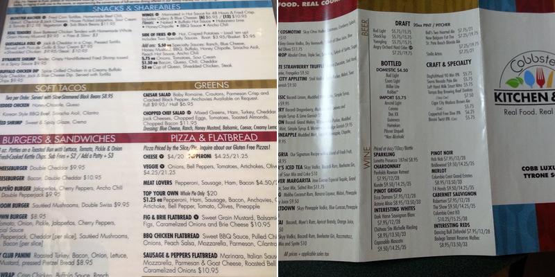COBBSTERS KITCHEN & BAR Menu