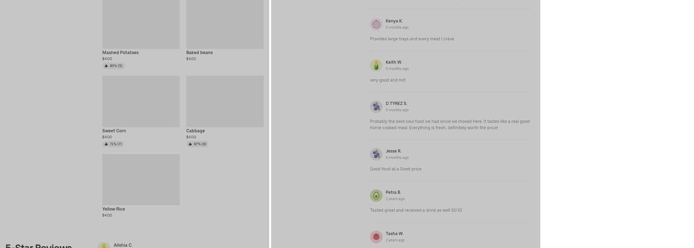 Sist & Souls Home Cooking Menu