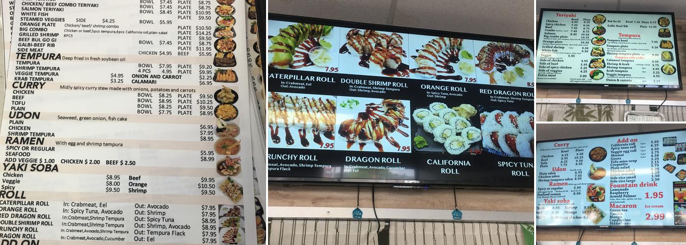 Teriyaki Tempura Menu