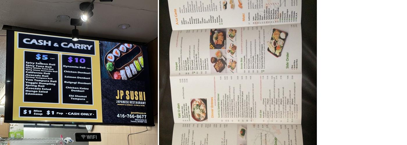 JP Sushi Menu
