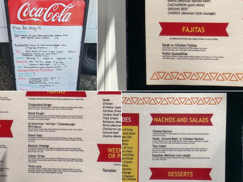 The taco shack Menu