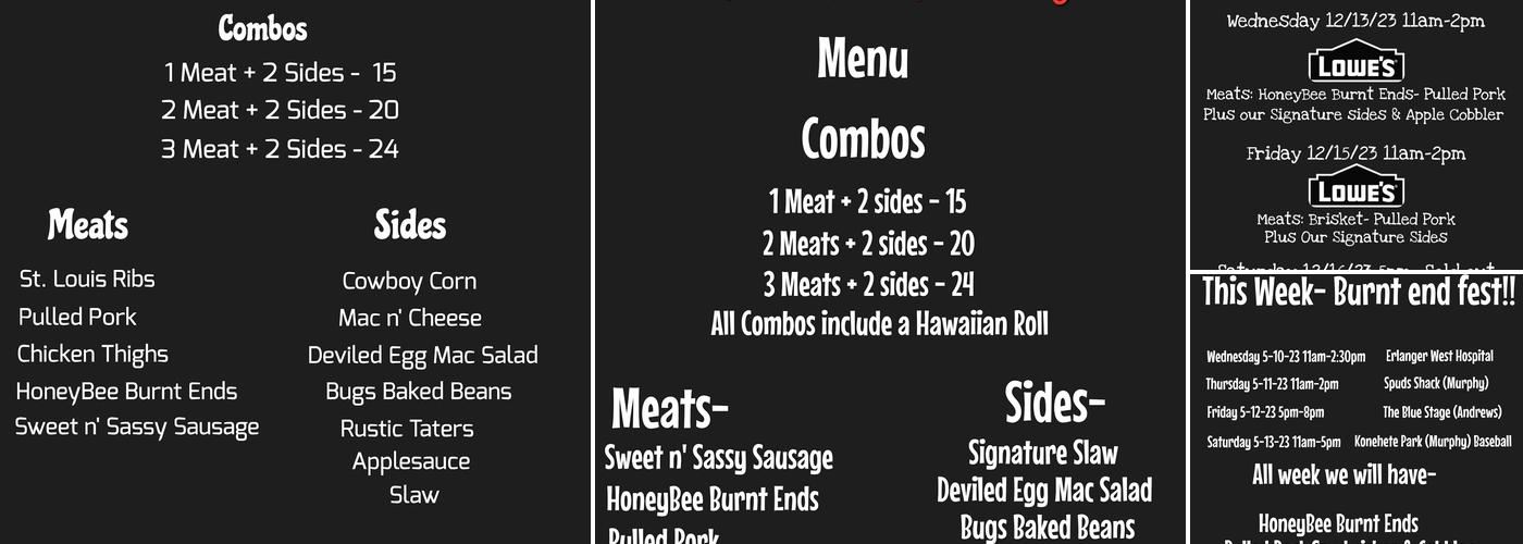 HoneyBug BBQ Menu
