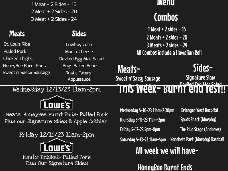 HoneyBug BBQ Menu
