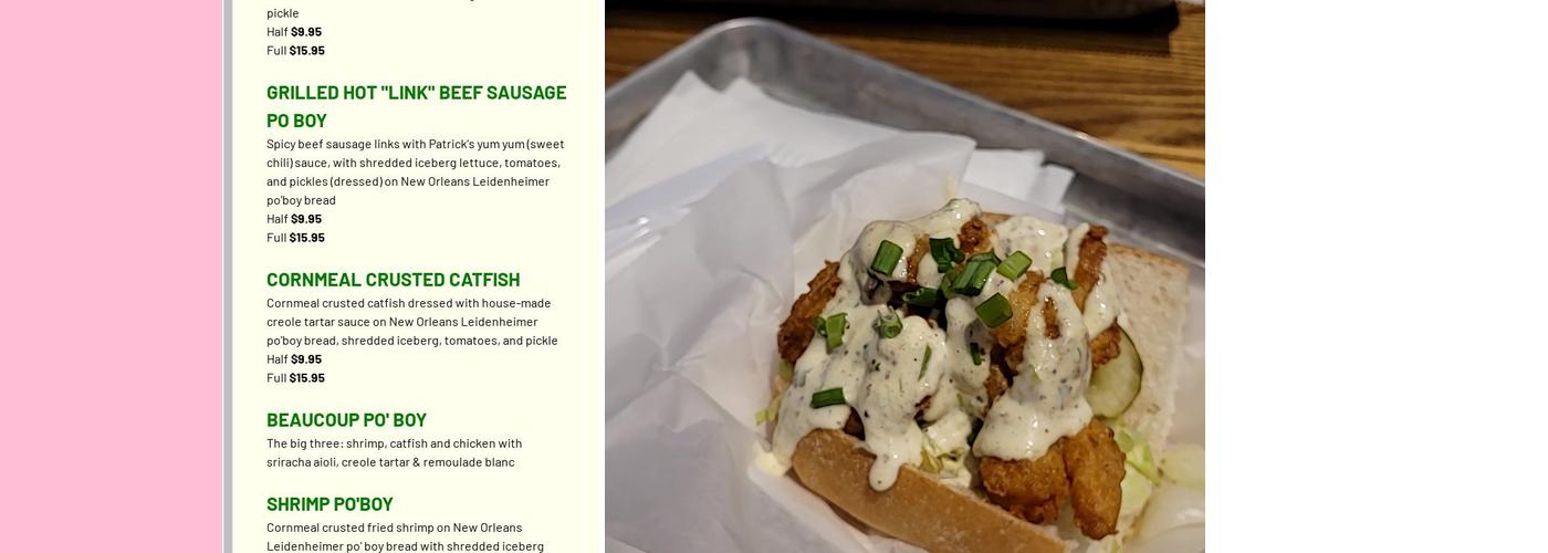 Little Easy A Po' Boy Shop Menu