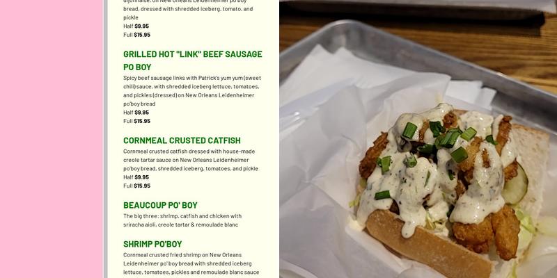 Little Easy A Po' Boy Shop Menu