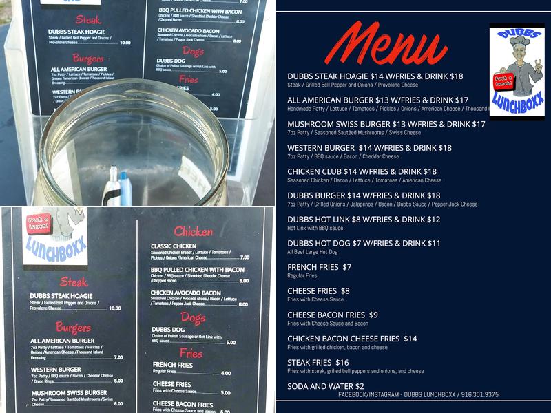 Dubbs Lunchbox Menu