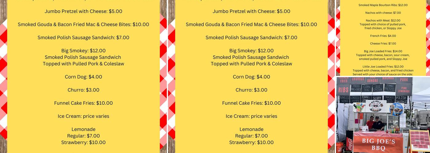 big joe's BBQ Menu