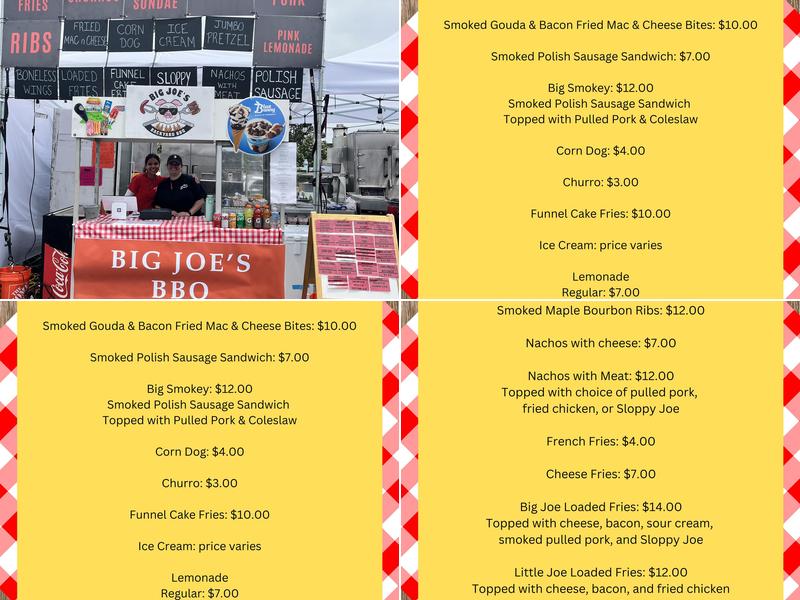 big joe's BBQ Menu