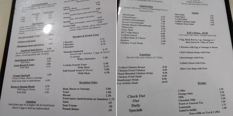 Jerry's Diner Menu