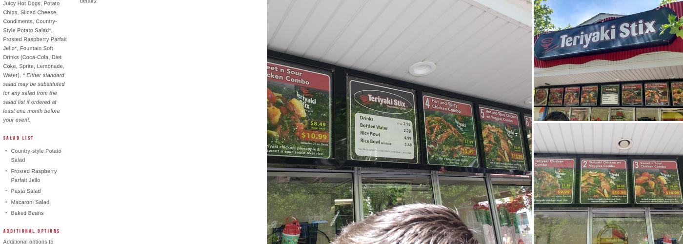 Teriyaki Stix Menu