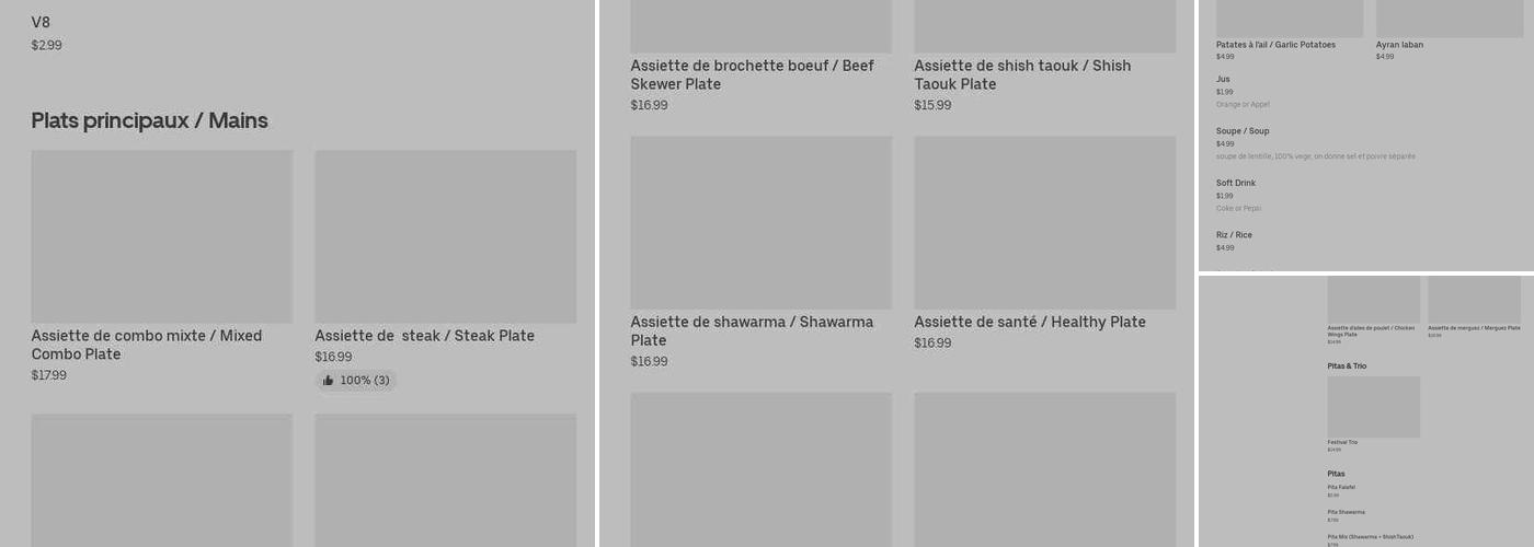 Aladdin Restaurant (Plaza Cote Des neiges) Menu