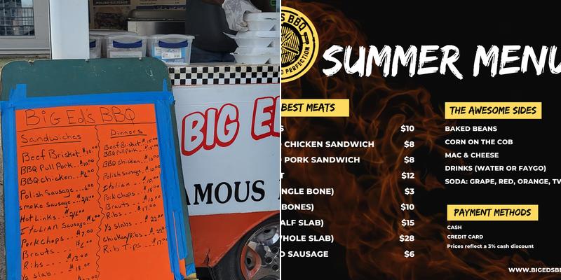 Big Ed's BBQ (food trailer) Menu