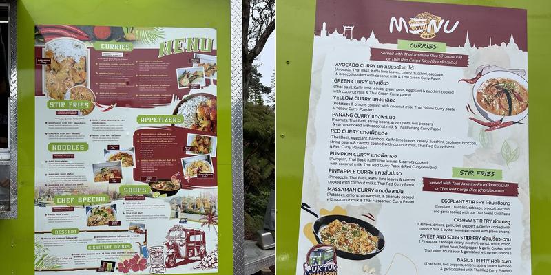 Tuk Tuk Thai Foodtruck Menu