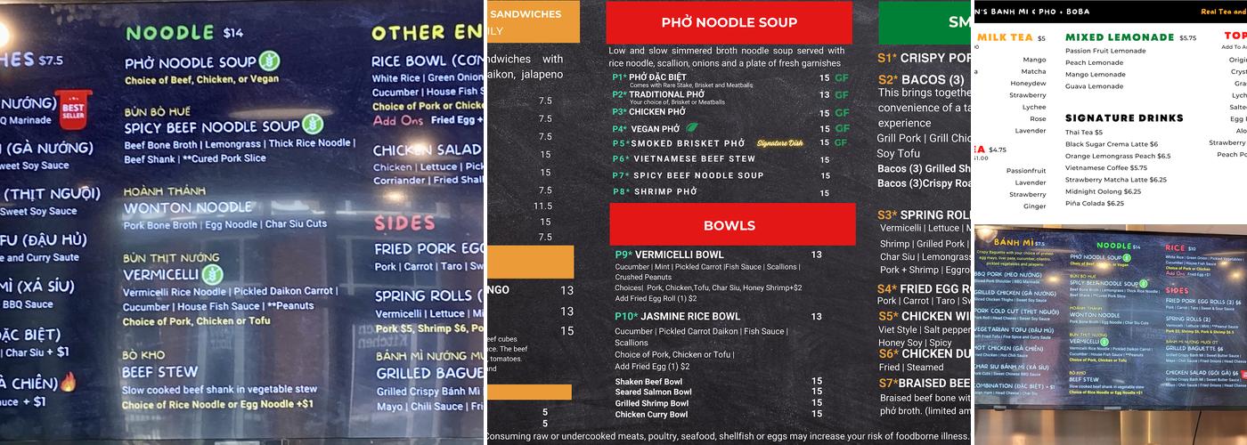 Han's Vietnamese Deli Bellevue Menu