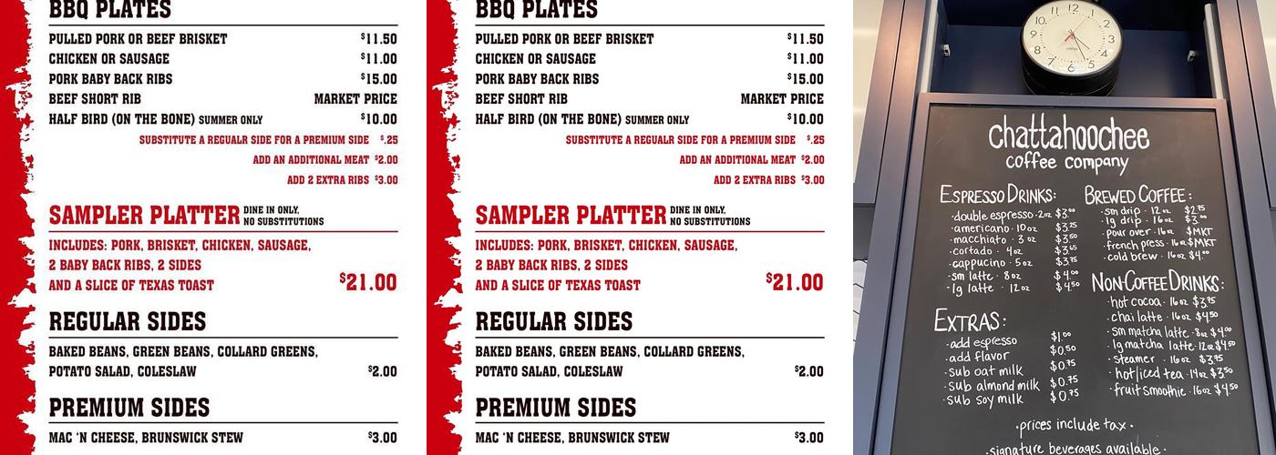 G. C. BBQ Menu