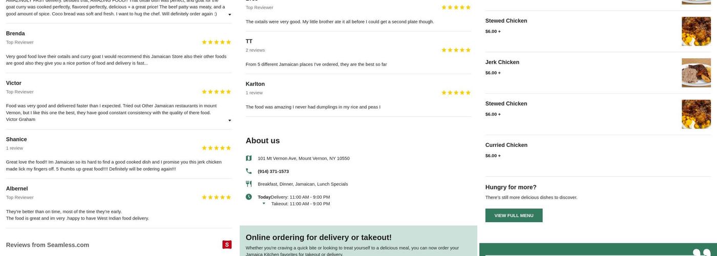 Jamica Kitchen Menu
