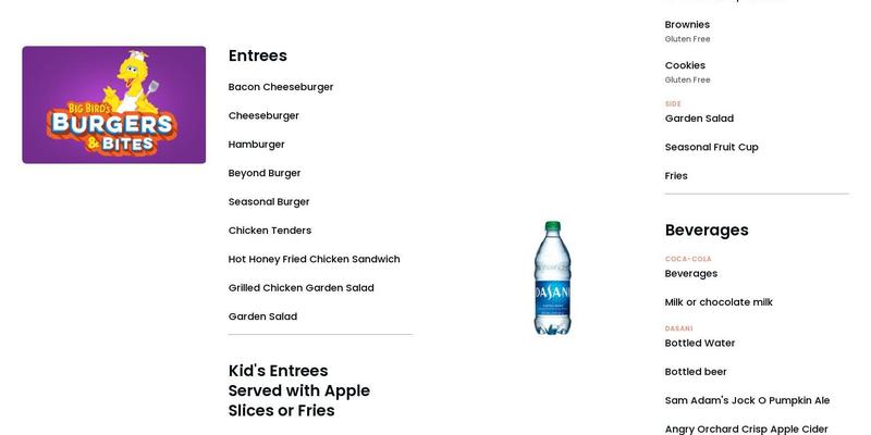 Big Bird's Burgers & Bites Menu