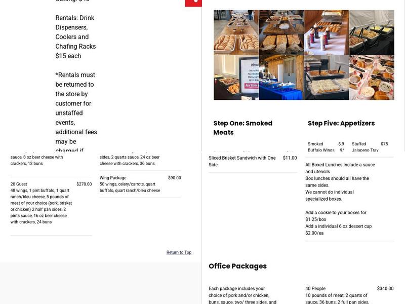 Rolling Red State BBQ Menu