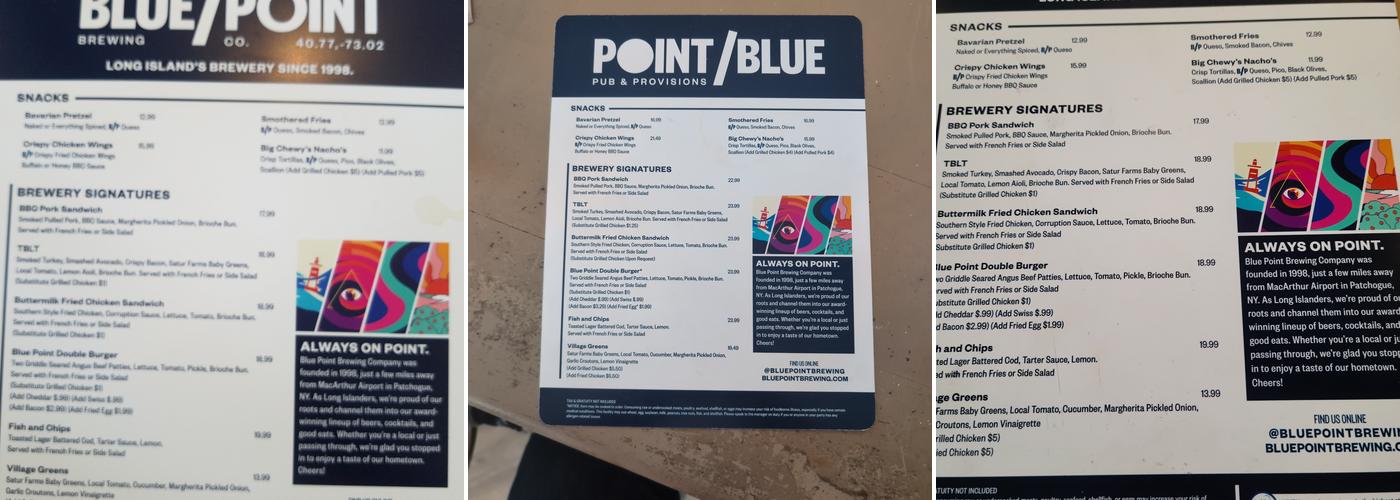 Blue Point Brewing Co. @ LIMA Menu