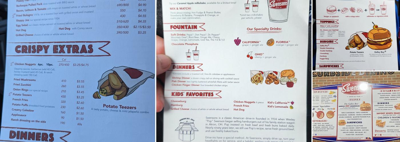 Swensons Drive-In Menu