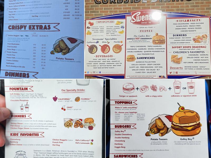 Swensons Drive-In Menu