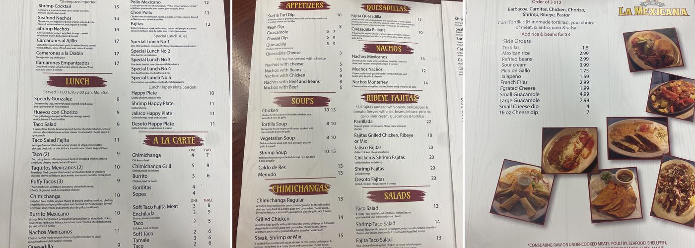 Taqueria La Mexicana Menu