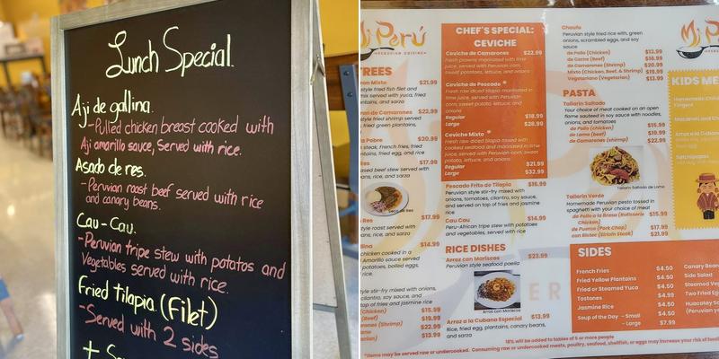 Mi Perú Peruvian Cuisine Menu