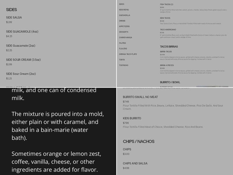 Dora Taqueria - Weymouth Menu