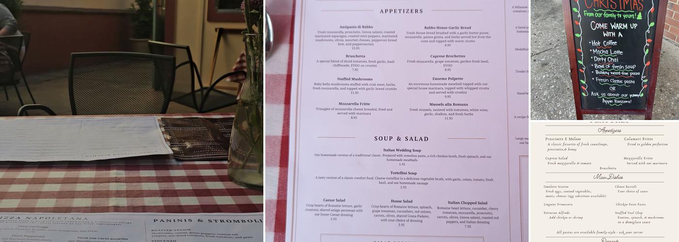 Babbo Italian Kitchen Menu