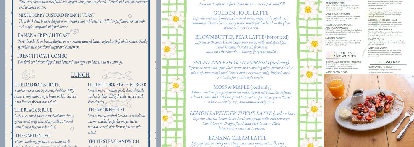 Rove Café & Kitchen Menu