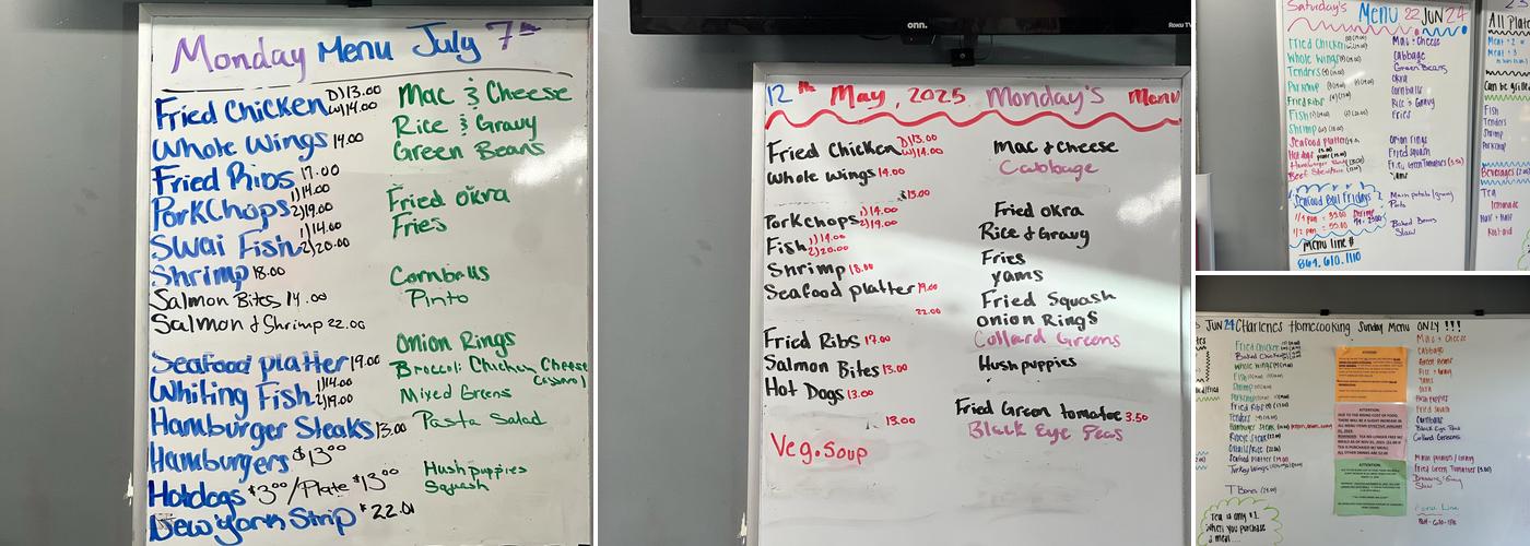 Charelene's Home Cooking Menu