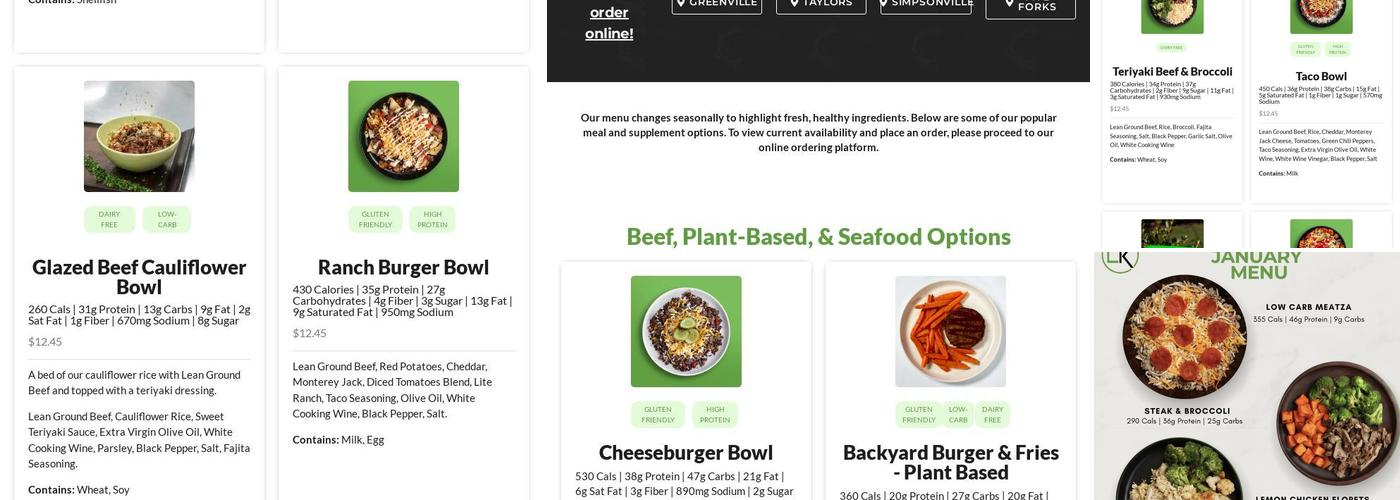 Lean Kitchen Co - Five Forks Menu