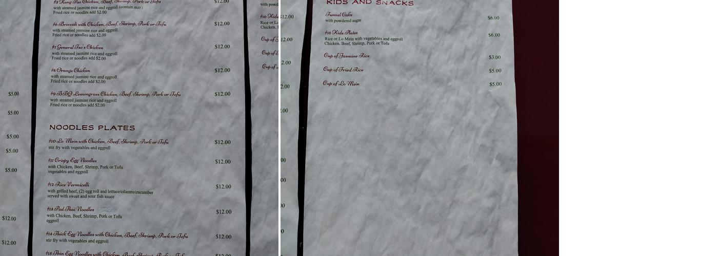 Linh's Rice and Noodles Menu