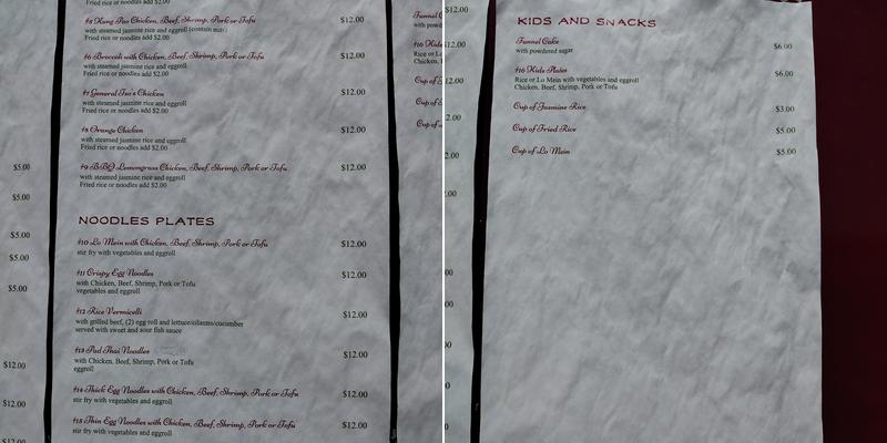 Linh's Rice and Noodles Menu