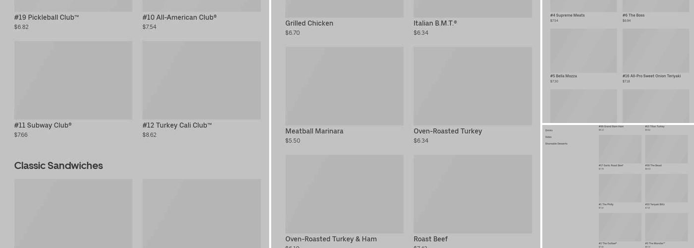 Subway Menu
