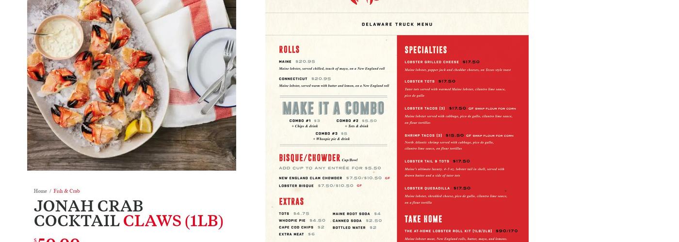 Cousins Maine Lobster - Food Truck Menu