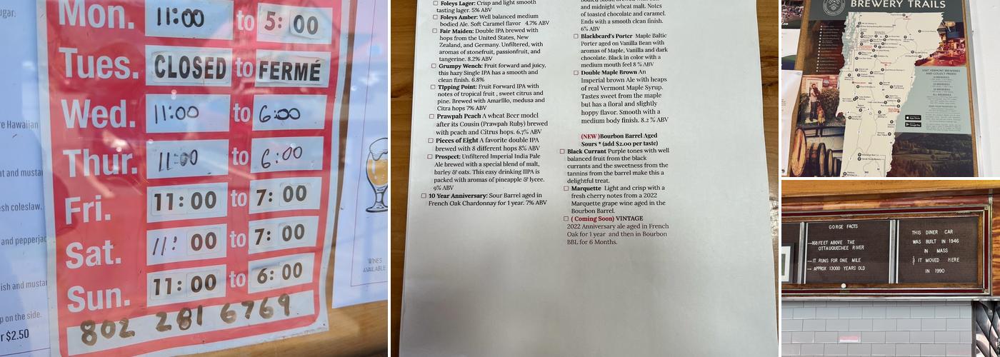 Foley Brothers Beer Garden Menu