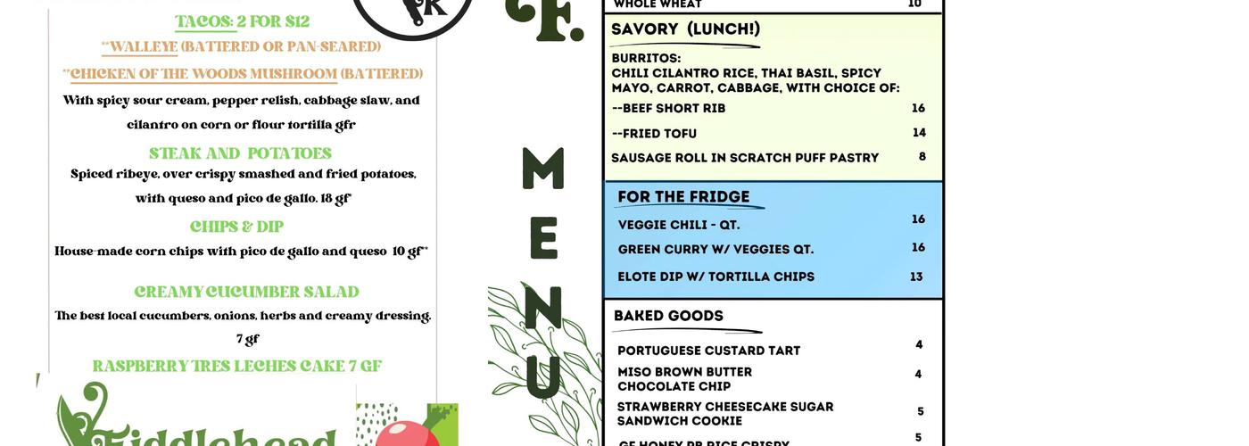 Fiddlehead Kitchen Menu