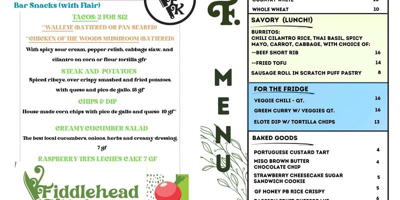 Fiddlehead Kitchen Menu