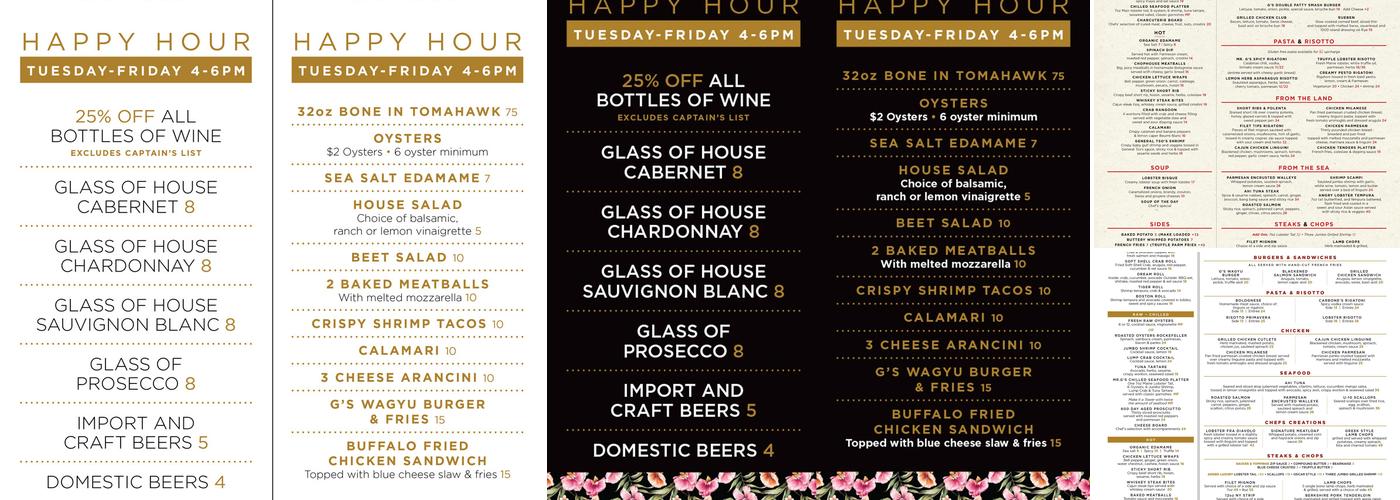 Mr.G's Chophouse Menu