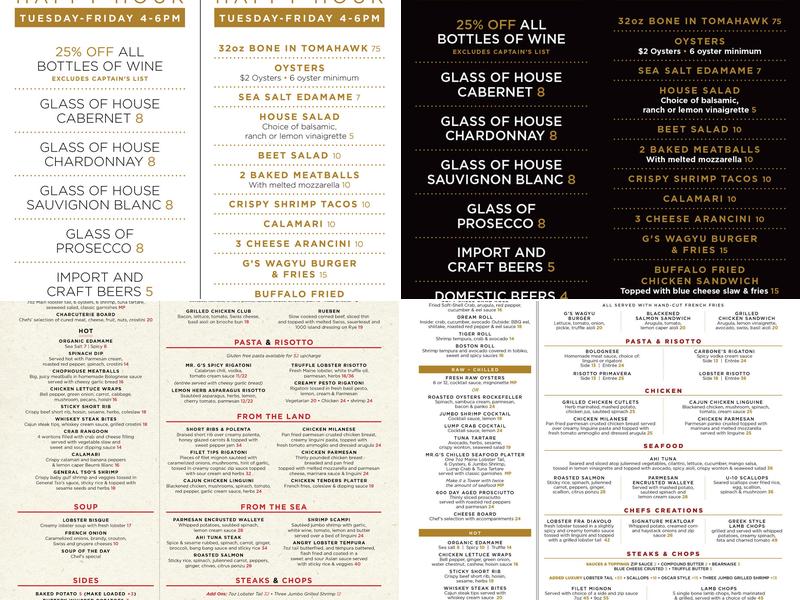 Mr.G's Chophouse Menu