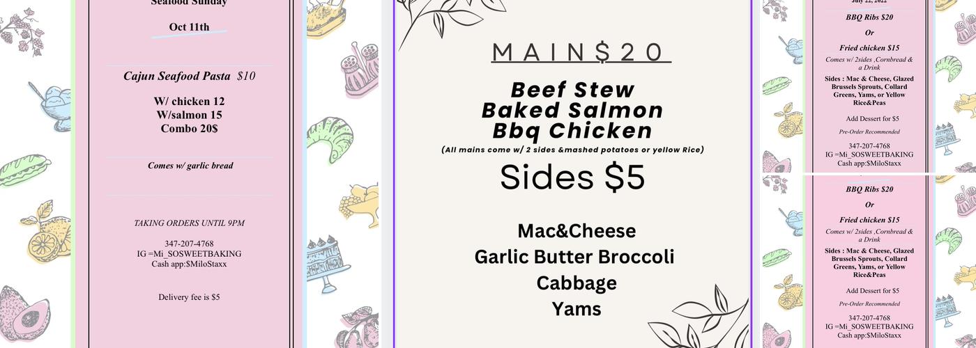 Mi-So Sweet Baking & Catering Menu