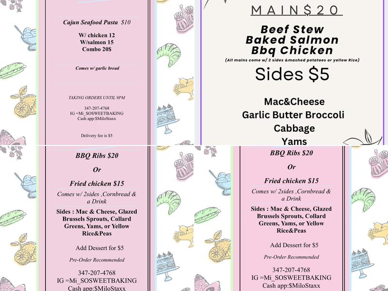 Mi-So Sweet Baking & Catering Menu