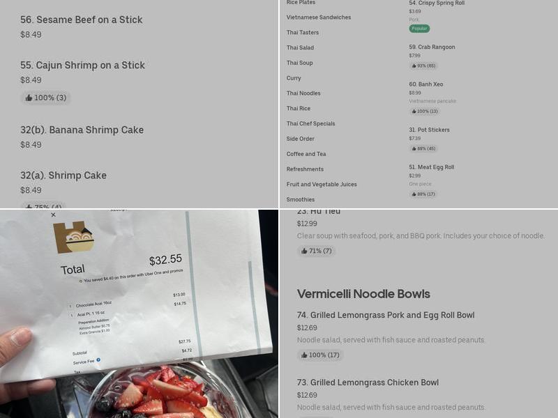 Infinity Nutrition Menu