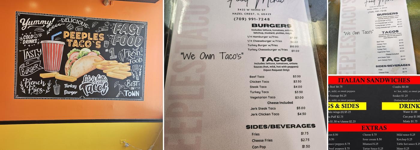 Peeples Taco's Menu