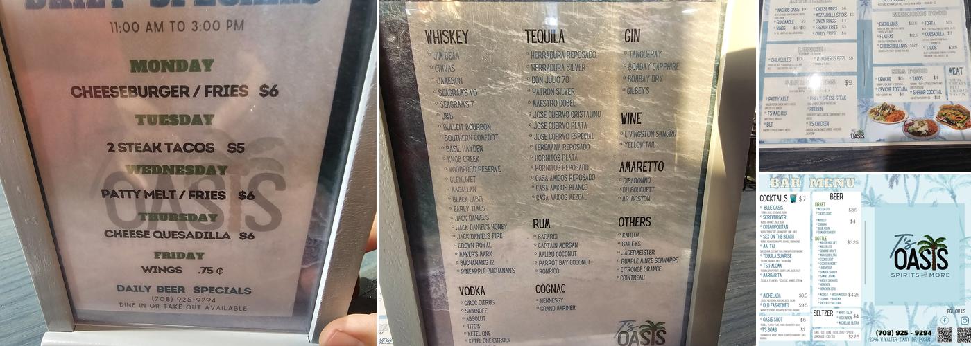 T's Oasis Menu