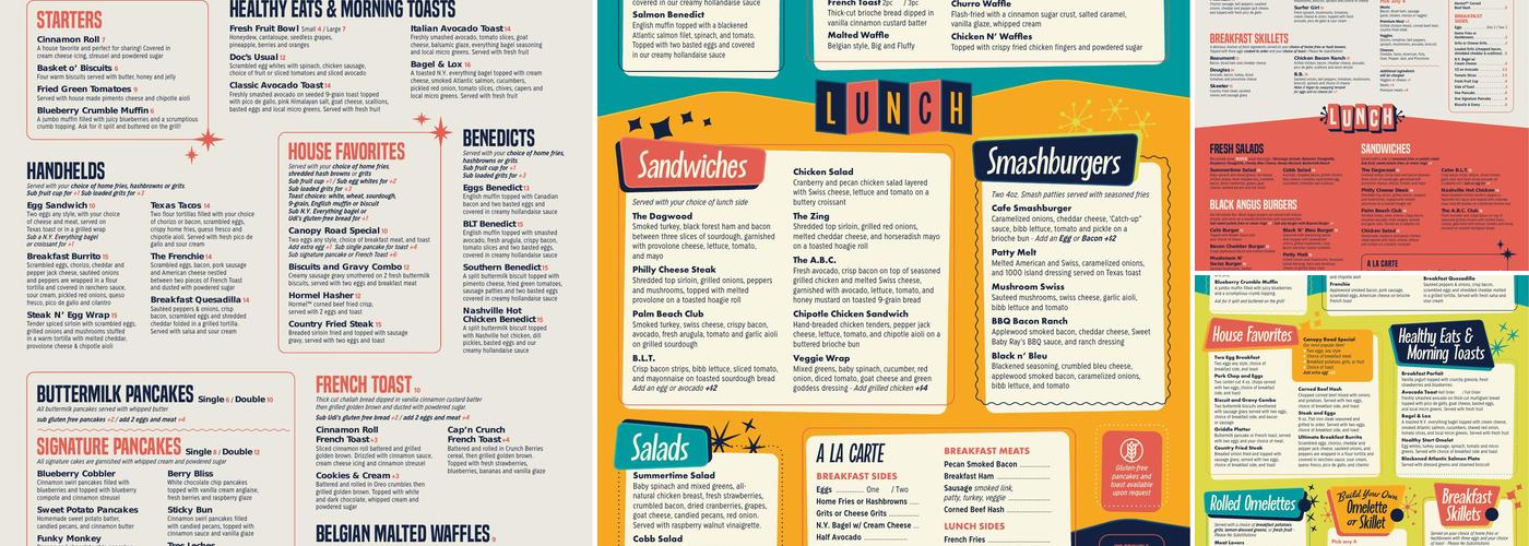 Canopy Road Cafe Menu